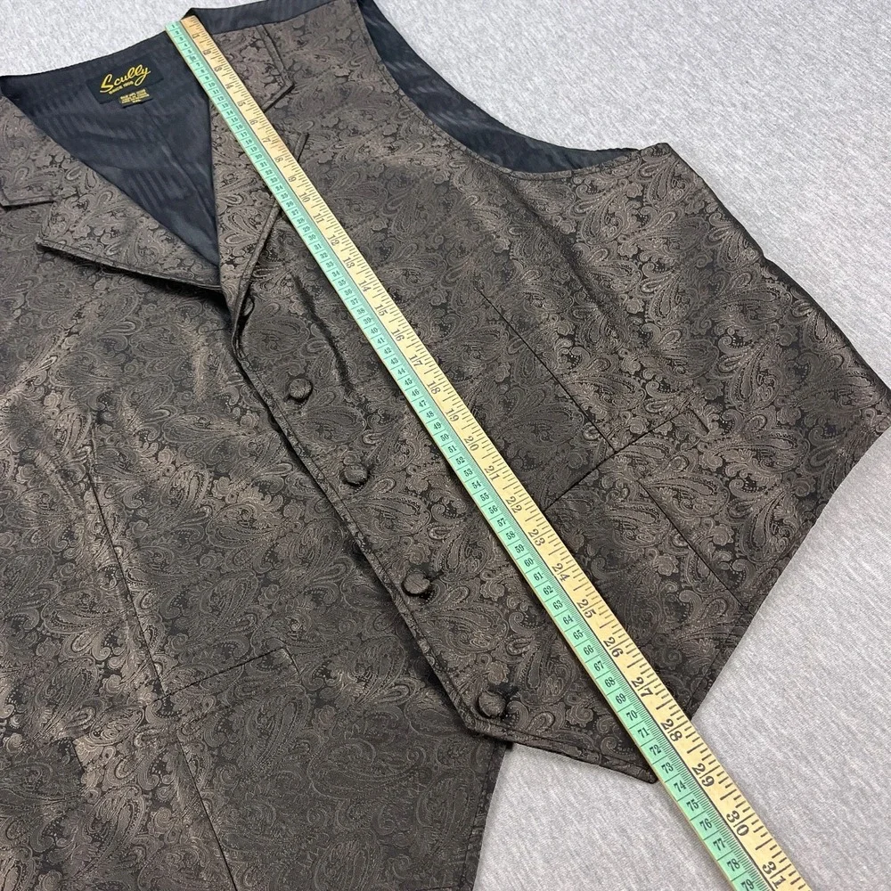 Scully Western Vest Mens XXL Brown Paisley 5-Button Cinch-Back Frontier Cowboy